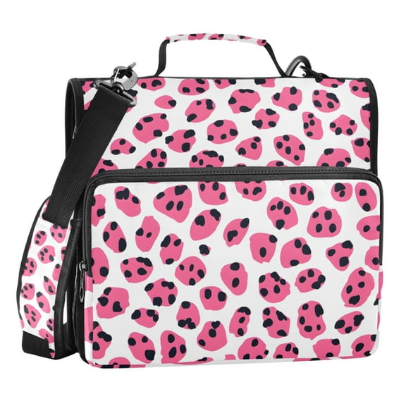 ALAZA Zipper Binder Pink Leopard Print 3 Ring Trapper Keeper File Folder Organizer Bag