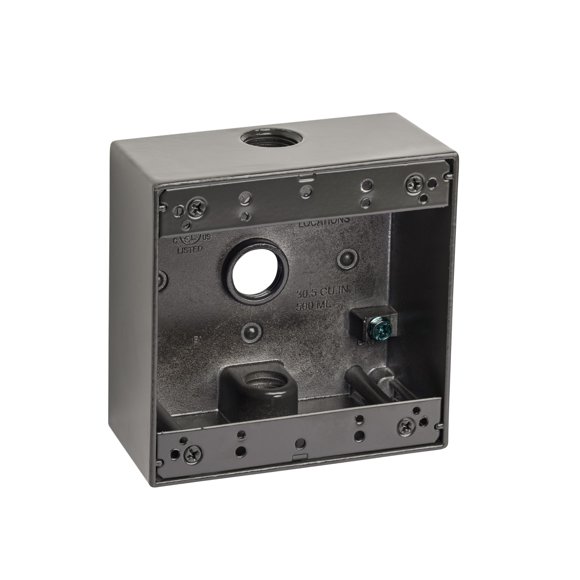 Caja para tomacorriente eléctrica Sealproof de 2 módulos, resistente a la intemperie, bronce