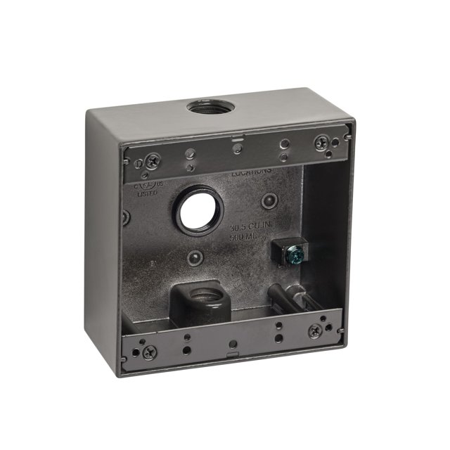 Caja para tomacorriente eléctrica Sealproof de 2 módulos, resistente a la intemperie, bronce