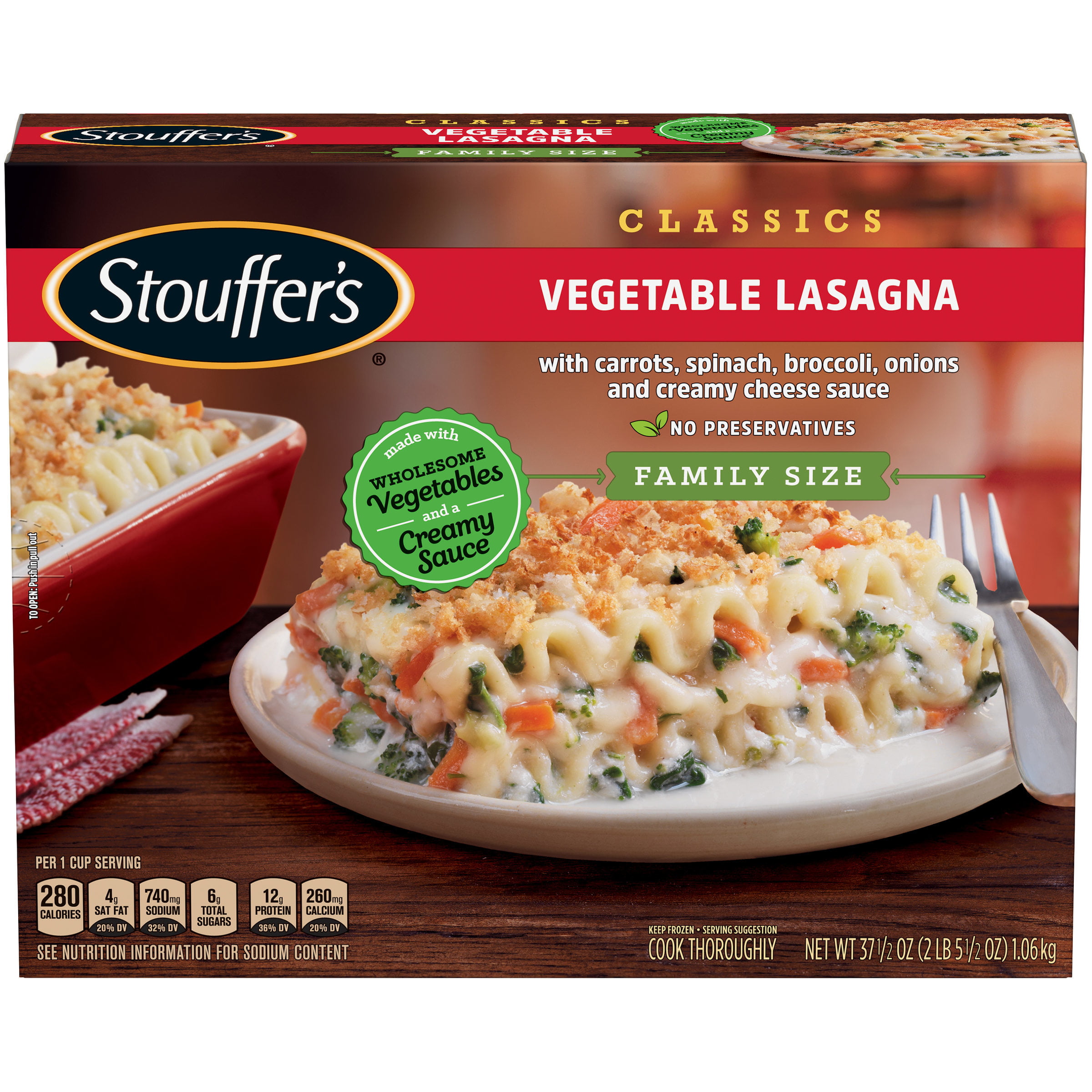 STOUFFER’S CLASSICS Vegetable Lasagna, Family Size Frozen Meal