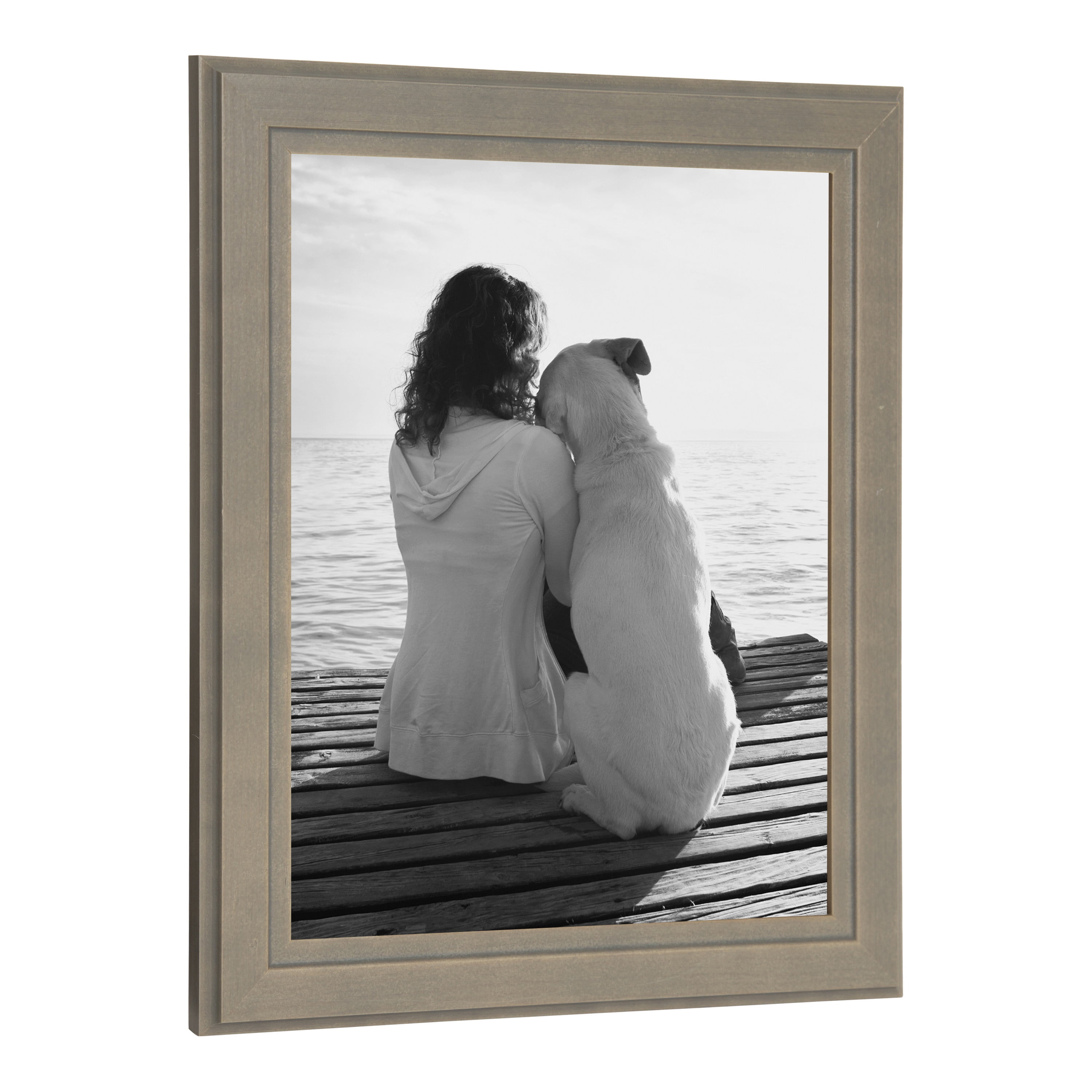 DesignOvation Kieva Solid Wood Picture Frame, Gray 8x10, Pack of 6
