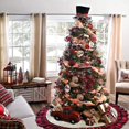 thumbnail image 4 of 48 Inch Christmas Tree Skirt Linen Burlap Buffalo Plaid Edge Decoration For Merry Christmas Party, 4 of 4