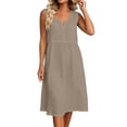 thumbnail image 7 of Admvng Women's Dress V Neck Sleeveless Casual Stretchy Summer Mid-Length Dress, 7 of 7