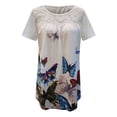 thumbnail image 4 of Pompotops Mode Femmes O-Cou Impression Décontractée Dentelle à Manches Courtes T-shirt Tops, 4 of 5
