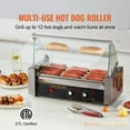 thumbnail image 2 of KFFKFF Sausage Grill Machine with 5 Rollers, Capable of Cooking 12 Hot Dogs, 750W Stainless Steel, Dual Temperature Control, Glass Canopy, Acrylic Lid, Bun Heating Rack, Detachable Grease Catcher, 2 of 9