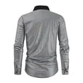 thumbnail image 4 of Rloper-Lop Sequin Metallic Shirts Men's Long Sleeve Lapel Shiny Blouse Tops Button Down Disco Sparkly Tops Vintage Club Party Tees, 4 of 9