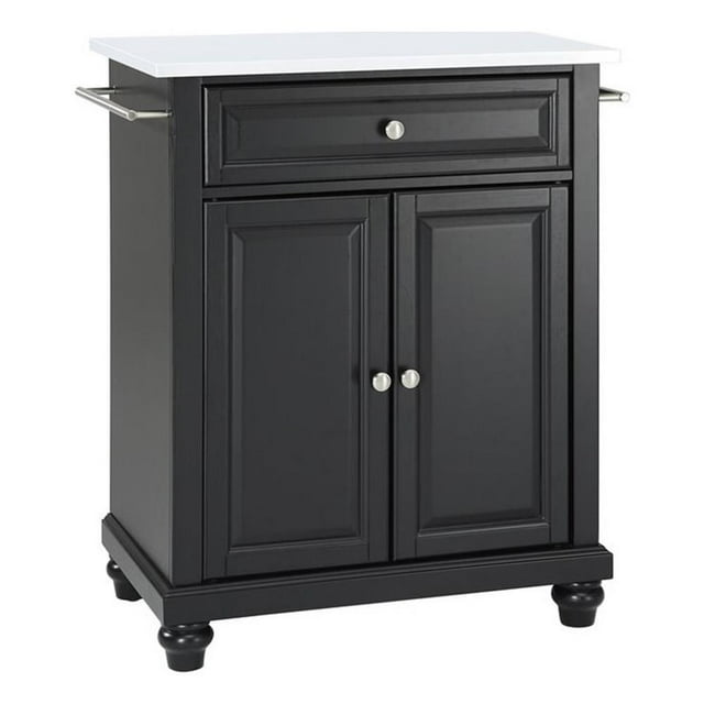 Pemberly Row Îlot de Cuisine Portable Moderne en Bois, Fini Noir Mat