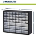 thumbnail image 3 of Akro-Mils 10144 44-Drawer Plastic Drawer Storage Cabinet for Garage Organization, Bead Organizer, Lego Storage, Teacher Toolbox, Makeup Organizer, and More, 20-Inch W x 6-Inch D x 16-Inch H, Black, 3 of 8