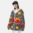 thumbnail image 5 of Goofa Red Pickup Truck With Pumpkins Printed Women's UPF 50+ Sun Protection Hoodie Jacket Lightweight Long Sleeve Sun Shirt for Women with Pocket Hiking Outdoor-Medium, 5 of 9