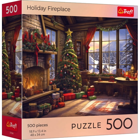 Trefl Red 500 Piece Puzzle - Holiday Fireplace