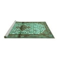 thumbnail image 2 of Ahgly Company Machine Washable Indoor Rectangle Persian Turquoise Blue Traditional Area Rugs, 8' x 10', 2 of 4