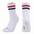 thumbnail image 2 of Resicozy Athletic Socks for Men Women 2026 Sport Running Calf Socks Breathable Crew Sock with Striped White with Blue and Red Striped, 2 of 3
