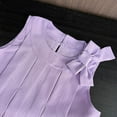 thumbnail image 4 of THDHVS Girls Summer Outfits,Casual Short Sets for Kids,Solid Color Bow Pleated Sleeveless Clothes Shorts Two-piece Set Summer Girl's Clothing Purple 6-7 Years, 4 of 6