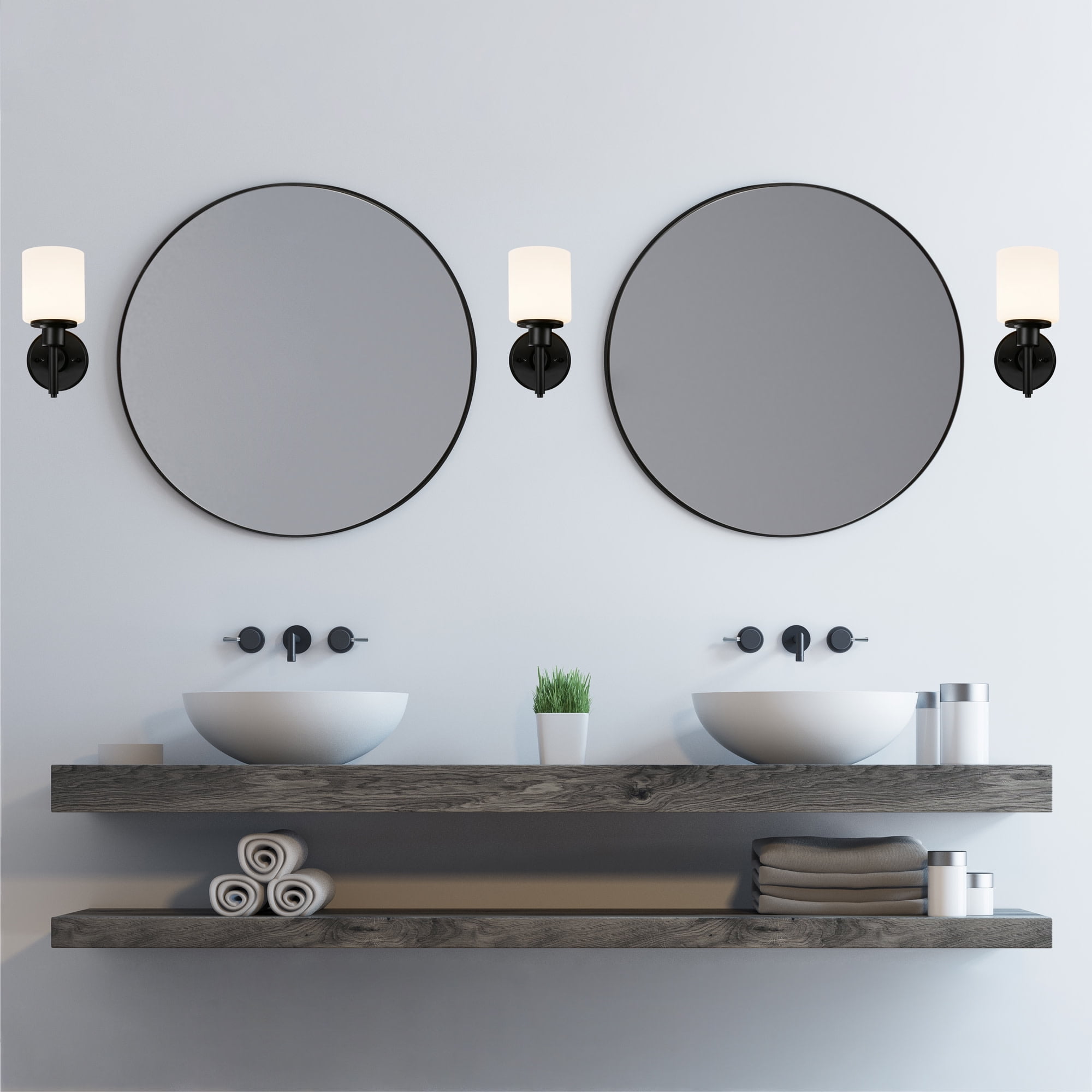 Design House Aubrey 1-Light Dimmable Indoor Wall Light with Frosted Glass Shade