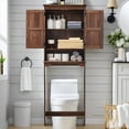 thumbnail image 3 of ZYPPP  Over The Toilet Storage Cabinet, Farmhouse Bathroom Cabinet with Adjustable Shelf & Barn Door, 67" Tall Over The Toilet Shelf, Brown, 3 of 14