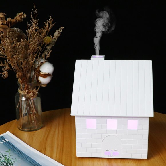 EGNMCR House Shape Humidifier Aroma Diffuser With 7-Color LED Lights USB Portable Mini Home Decor Large Capacity Oil Diffuser For BedroomOffice House Shape Humidifier Aroma Diffuser