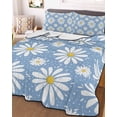 thumbnail image 3 of Quilts Twin Size, Blue Daisy Soft Comforter Bedding Set for Bed, Spring Floral Elegant Pastoral Botanical Lightweight Quilted Bedspread with Pillow Cover(2 Pieces) for All Season, 68x86 Inch, 3 of 6