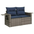 thumbnail image 5 of vidaXL 12 Piece Patio Sofa Set with Cushions Gray Poly Rattan, 5 of 6