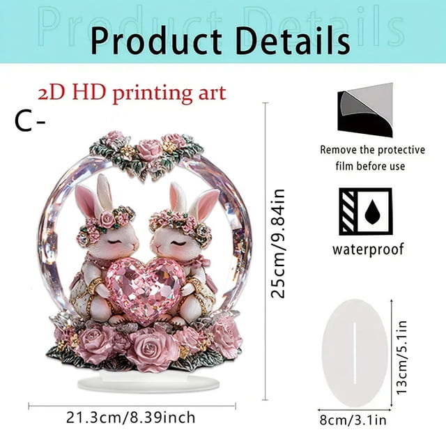 Valentine's Day Table Decor 2D Flat Acrylic Crystal Ornament Waterproof Desktop Decoration