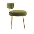 thumbnail image 5 of Velvet Accent Chair, Modern Upholstered Accent Lounge Arm Chair with Curved Backrest and Golden Metal Legs, Comfy Armless Single Sofa Chair Leisure Chair, Elegant Dining Chairs for Living Room, Olive, 5 of 7