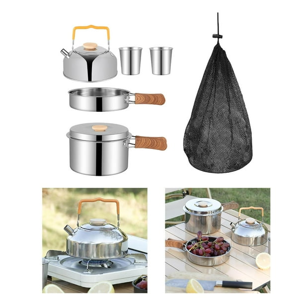 5 Pieces Camping Cookware Set, Camping Cooking Tools Portable Saucepan