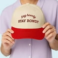 thumbnail image 4 of Say Howdy, Stay Rowdy Embroidered Trucker Hat, Adjustable Snapback Cap with Western-Inspired Quote, Fun Statement Hat for Women, Great for Country Concerts, Rodeos, Summer Events, 4 of 5