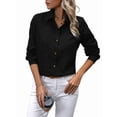 thumbnail image 1 of Camisas con Botones para Mujer, Blusas de Larga, Blusas Casuales Lisas para Oficina y Trabajo Negro M, 1 of 7