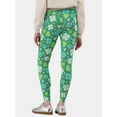 thumbnail image 3 of No Boundaries St. Patrick’s Clover Print High-Rise Ankle Leggings, 27” Inseam, Women’s and Women’s Plus, 3 of 5