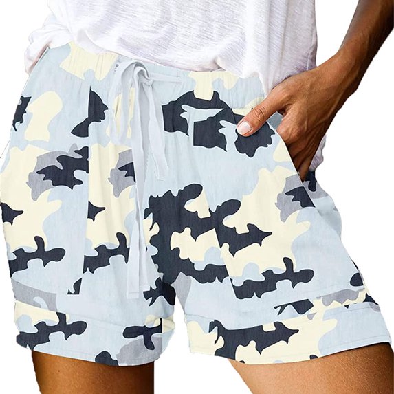 Abcnature Plus Size Shorts, Womens Athletic Shorts, Womens Comfy Drawstring Splice Casual Elastic Waist Pocketed Loose Shorts, Comfy Beach Shorts, Yoga Pants, Cycling Sport Shorts Blue S