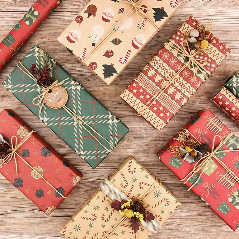 Christmas Wrapping Paper, 6 Sheets Thick Kraft Gift Wrapping Paper, Vintage Xmas  Wrapping Paper for Christmas New Year Holiday, Xmas Wrapping Papers for  Gifts Arts Crafts Decorations, 50x70CM 