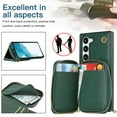 thumbnail image 4 of Samsung Galaxy S22 Crossbody Wallet Case, Zipper Pocket Phone Case Cross Body Strap with RFID Blocking Carring Bag Credit Card Premium Leather Kickstand For Samsung Galaxy S22, Darkgreen, 4 of 11