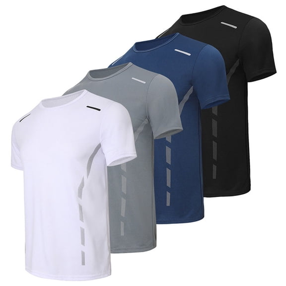 4Pack Men’s Short Sleeve Dry Fit T-Shirts, Moisture Wicking Athletic Workout Gym Fitness Casual Tees