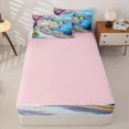 thumbnail image 4 of jejeloiu Coastal Town Watercolor Zipper Full Size Comforter Sets with Fitted Sheet and 2 Pillowcases Kids,Pink Cherry Blossom Zipper Bedding Set,Reversible,4-Piece, 4 of 7