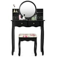 thumbnail image 6 of Costway Makeup Vanity Table Set Drawers Oval Dressing Table Black, 6 of 11