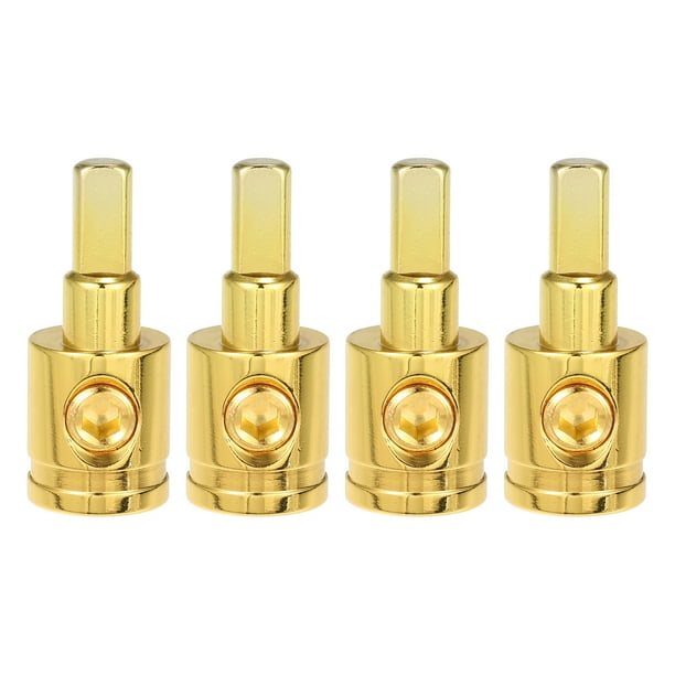 Reductor de entrada de amperios de 4 Uds., calibre 0 de cobre, Audio estéreo para coche, Pin AWG, reductor de cable de tierra de alimentación, tono dorado