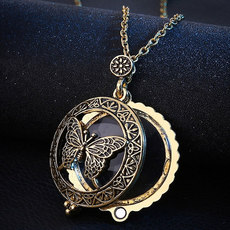 Butterfly Magnifying Glass Pendant – Functional Jewelry With  Butterfly Magnifying Pendant Necklace Vintage Inspired main image 2