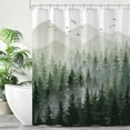 thumbnail image 3 of Green Misty Forest Shower Curtain Ombre Sage Green White Waterproof Fabric Shower Curtains for Bathroom Nature Pine Tree Mountain Woodland Decorative Bath Curtain Decor (72'''' × 72''''), 3 of 6