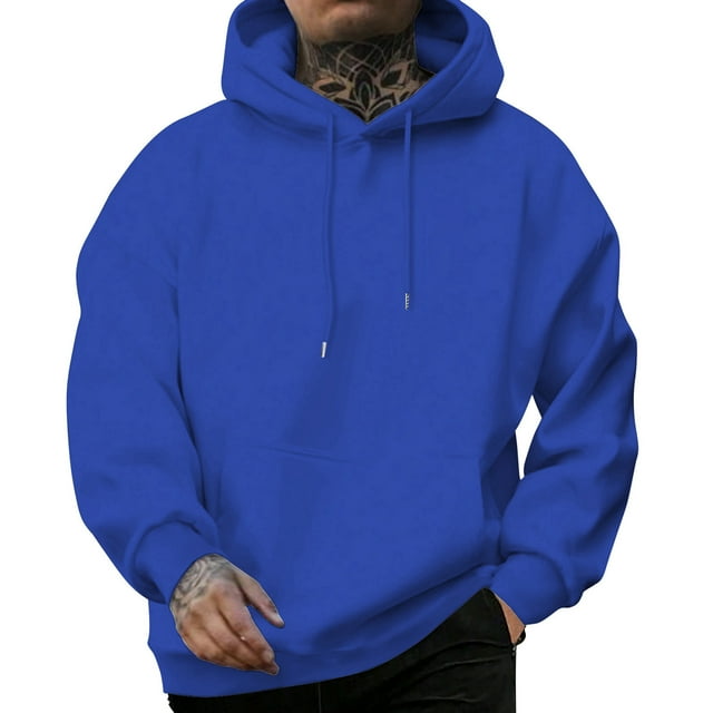 LUOGENLI Chandails à Capuche pour Hommes Graphique Mode Masculine Décontractée Lettre Partie Imprimée Chandail à Capuche à Enfiler Manches Longues Chandail à Capuche Hauts Chandails à Capuche pour Hommes Coton Bleu1 Taille m