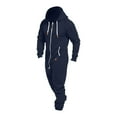 thumbnail image 6 of Wutalume Men's Hooded Jumpsuit Zip Up Pajamas Playsuit with Jogger Design, Comfortable and Warm for Lounge and Sleep, Solid Color and Color-Block Options,Navy 2XL, 6 of 6