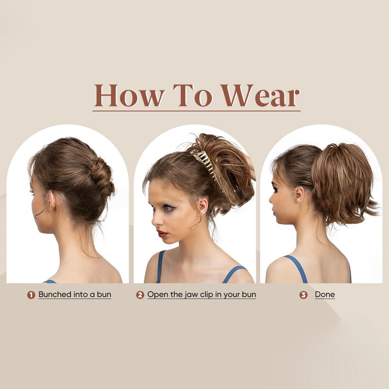 Synthetic Hair Clip-In Messy Bun Updo 8 Inches 70g Daily Use messy bun hair piece women 70g elastic drawstring loose wave  main image 3