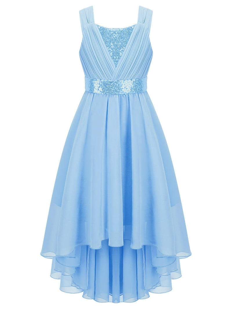 YEAHDOR Girls Shiny Glitters Festive Dress Juniors Youth Sparkle Sequins  Wedding Flower Girls Princess Dress Blue 12 - Walmart.com
