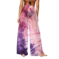 thumbnail image 3 of Gamivast Swimsuit Cover up Pants for Women High Waisted Mesh Beach Trousers Wide Leg Sheer Flowy Bottoms Summer Vacation Pool Party Swimwear, 3 of 7