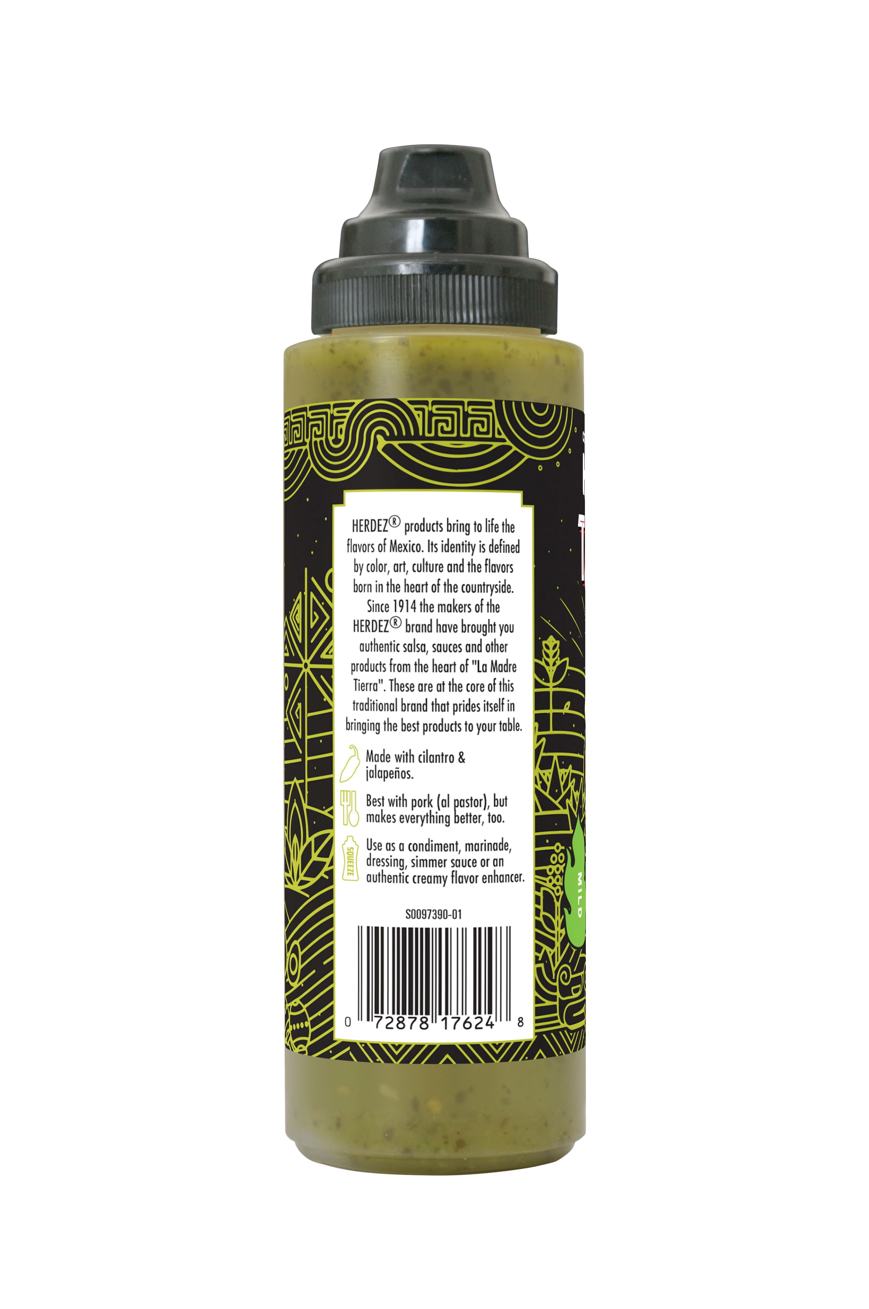 (2 pack) HERDEZ TAQUERIA STREET SAUCE Cilantro Lime Mild Taco Sauce, Shelf Stable, 9 oz Plastic Bottle