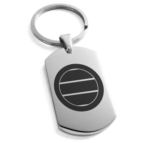 Tioneer Stainless Steel Miura Samurai Crest Engraved Dog Tag Keychain Keyring