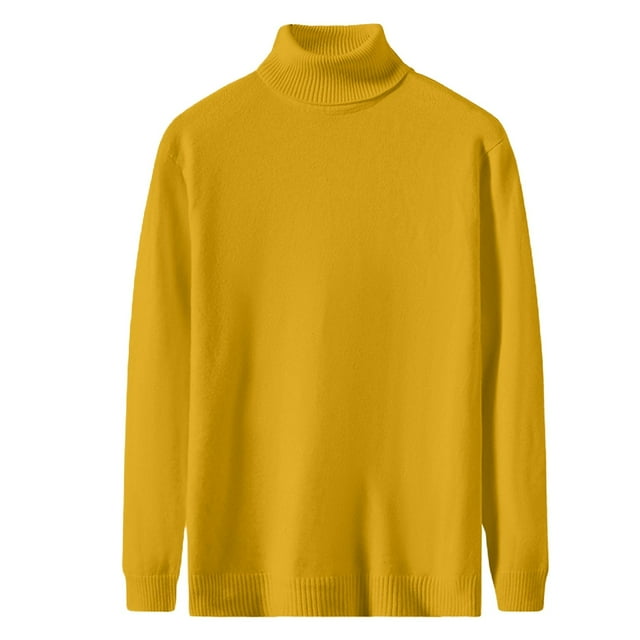 LUOGENLI Chandails pour Femmes Tendance Manches Courtes Chandail Tricoté Extensible Ajusté pour Femmes Couche de Base Chaude et Confortable Jaune Taille TTG