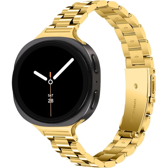 MYKOMI Thin Stainless Steel Bands Compatible with Samsung Galaxy Watch 9 40mm 44mm,Slim Metal Strap, No Gap Design, Business & Casual Style, for Wrist 5.5"-8.1", Replacement Band for Women