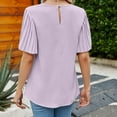 thumbnail image 2 of Defitshape Women's Short Sleeve Bouse Fall Shirt Fashion Chiffon Summer Lightweight Top Elegant Loose Thin T Shirt Light Purple Small, 2 of 4