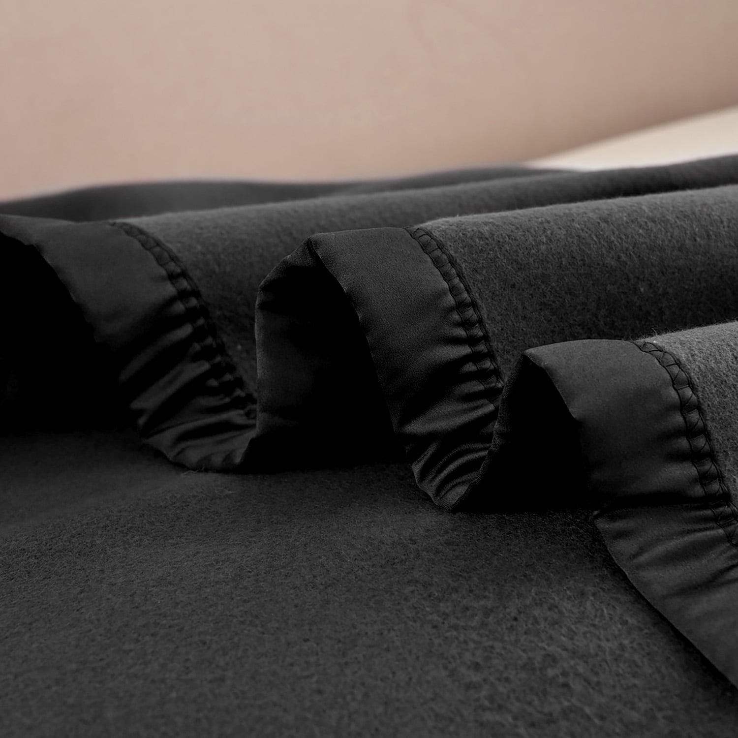 JML Soft Fleece Bed Blanket with Satin Trim, Twin 60"x80", Black