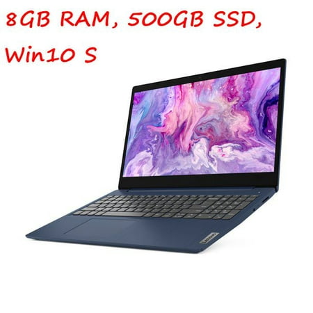 Lenovo IdeaPad 3 15" Laptop, Intel i3-1005G1 Dual-Core Processor, 8GB RAM, 500GB SSD, Windows 10 S - Abyss Blue