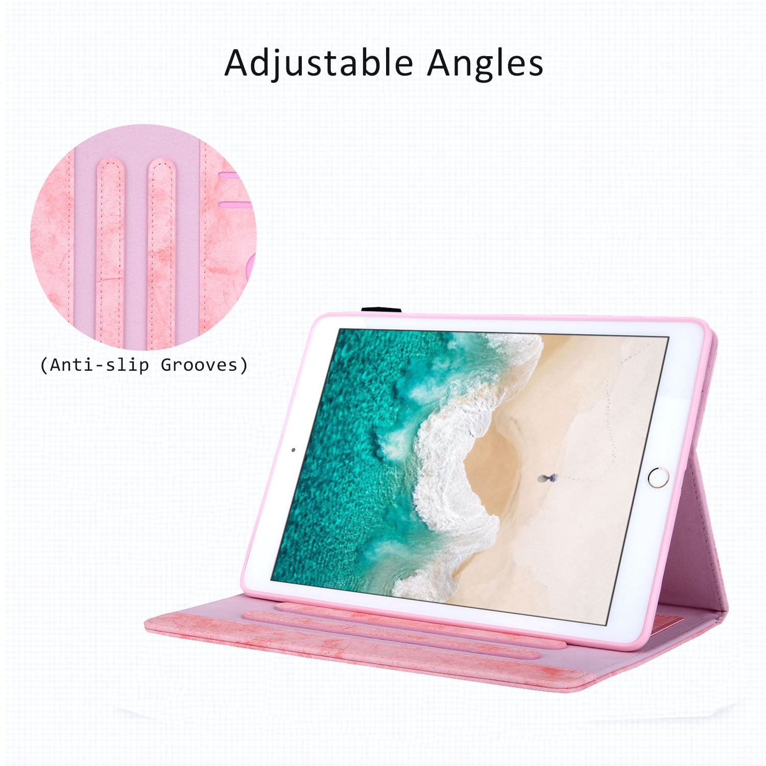Allytech iPad 8th Gen 2020 Case 10.2 Inch, iPad 7th Gen 2019 Case, PU Leather Slim Fit Multi Angle Stand Smart Cover Auto Sleep Wake Shockproof Folio Flip Pencil Holder Case for Apple iPad 10.2",Pink